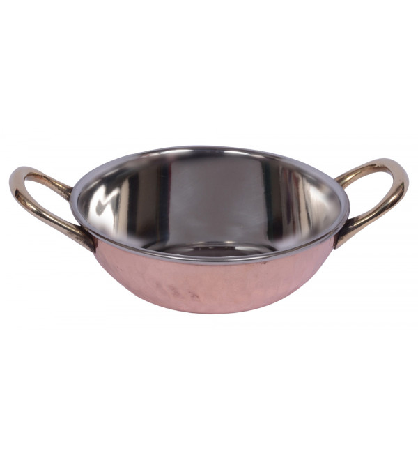 Copper SS Kadai with Brass Handle